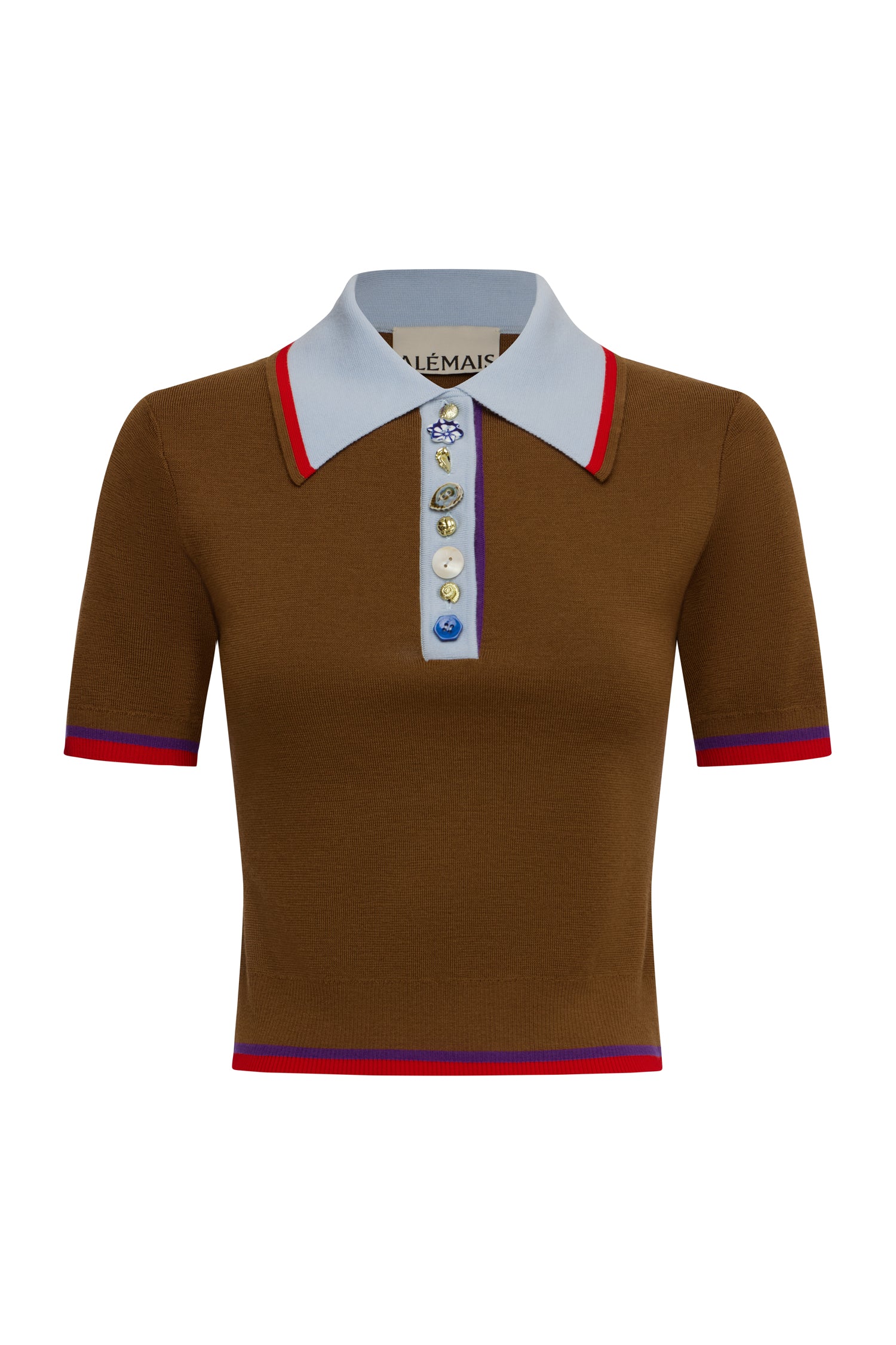 Alémais Josefina Knit Polo Chocolate shirt Alémais