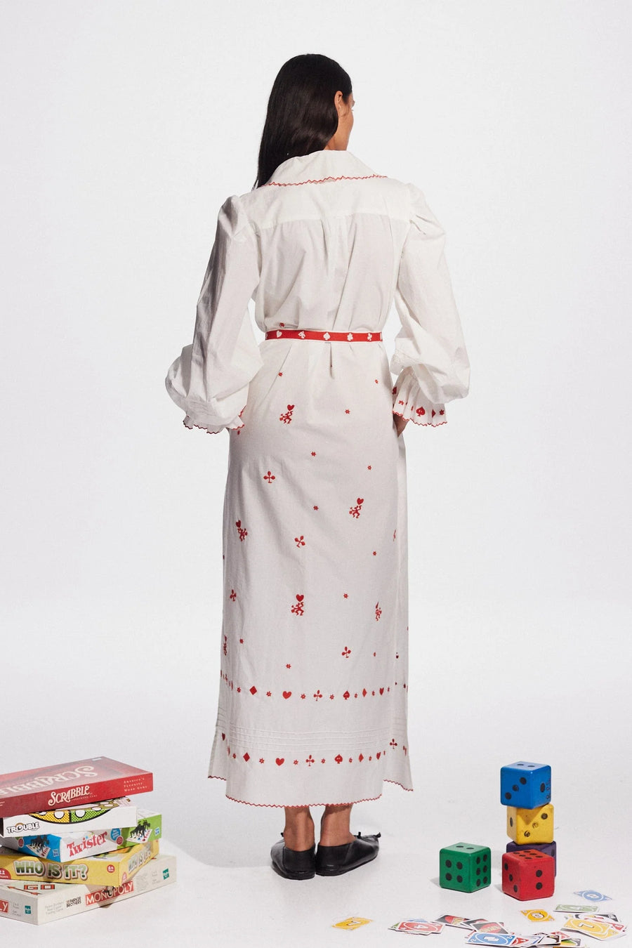 Hearts Embroidered Midi Dress- Preorder Dresses Alèmais   