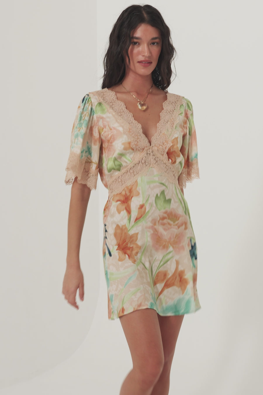 Painters Garden Mini Dress - Seafoam