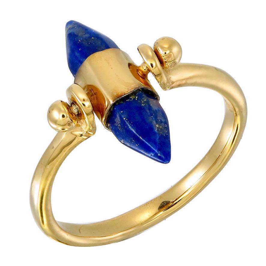 Lapis Lazuli Swivel Ring in Gold - Tiger Frame Rings Tiger Frame   